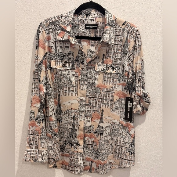 Karl Lagerfeld Tops - Karl Lagerfeld long sleeve/turnup button down Shirt (preloved- no tags)